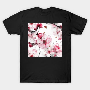 Pink Blossoms on White Background T-Shirt